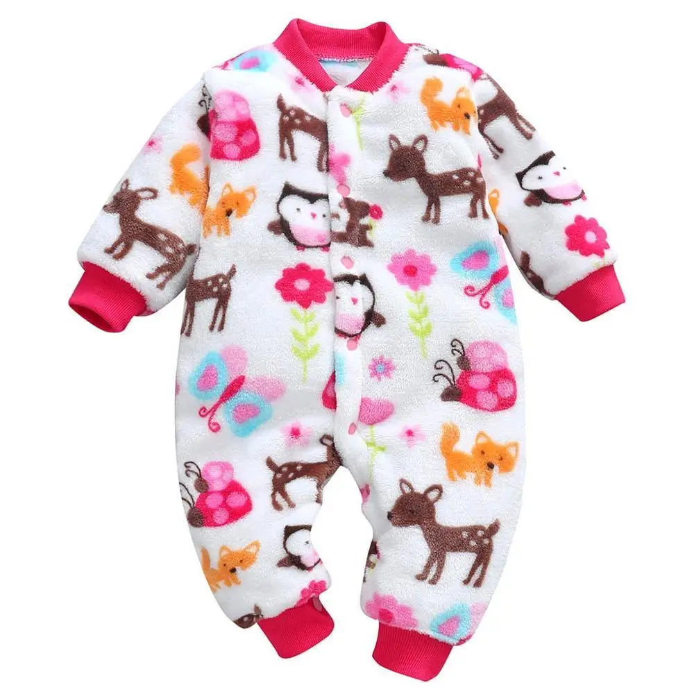 New Baby Girl Boy Thick Romper Warm Winter Newborn Infant Baby Dinosaur Fleece Romper Jumpsuit Soft Pajamas Clothes