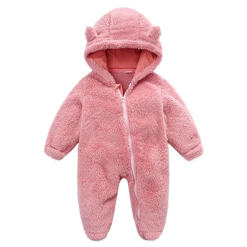 Pudcoco Infant Baby Jumpsuit Long Sleeve Hooded Zipper Closure Winter Romper Clothes for Boys Girls 0-12M