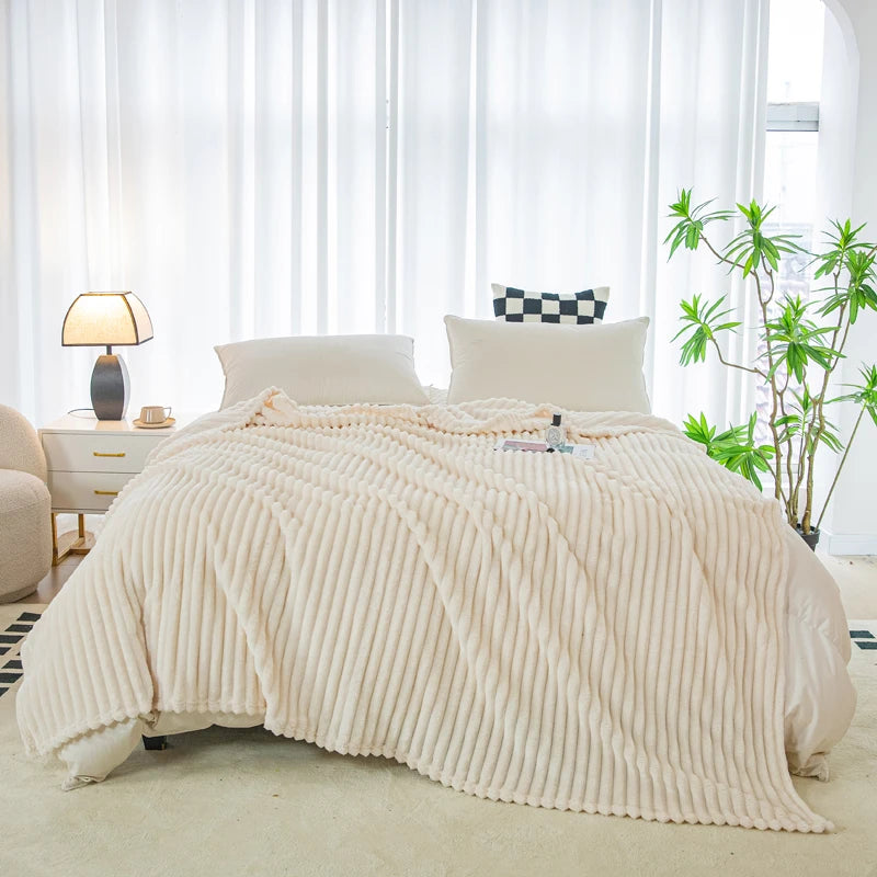 Flannel Blanket Stripe Bedspread Sofa Towel Car/Office/Travel Nap Blankets Home Soft Plaid Warm Bed Blanket cobijas de camas