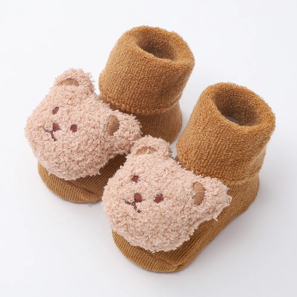 Cute Bear Baby Socks for Boys Girls Winter Soft Cotton Thicken Warm Socks Anti Slip Babies Accessories for Newborn Toddler Socks