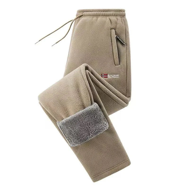 Men Fleece Thickening Casual Pants Winte Windproof Keep Warm Comfort Solid Straight Pants New Fashion Versatile Sweat Pants Men