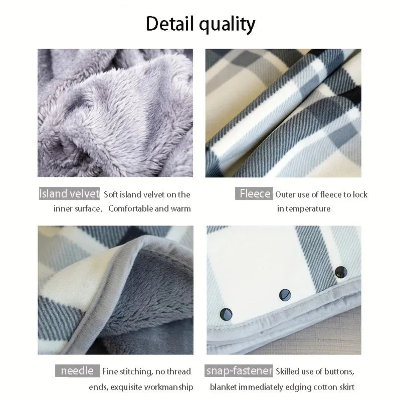 Buckled Shawl Blanket Winter Warm Wearable Blanket Office Dormitory Nap Shawl Blankets Soft Casual Travel Camping Scarf Wrap Rug