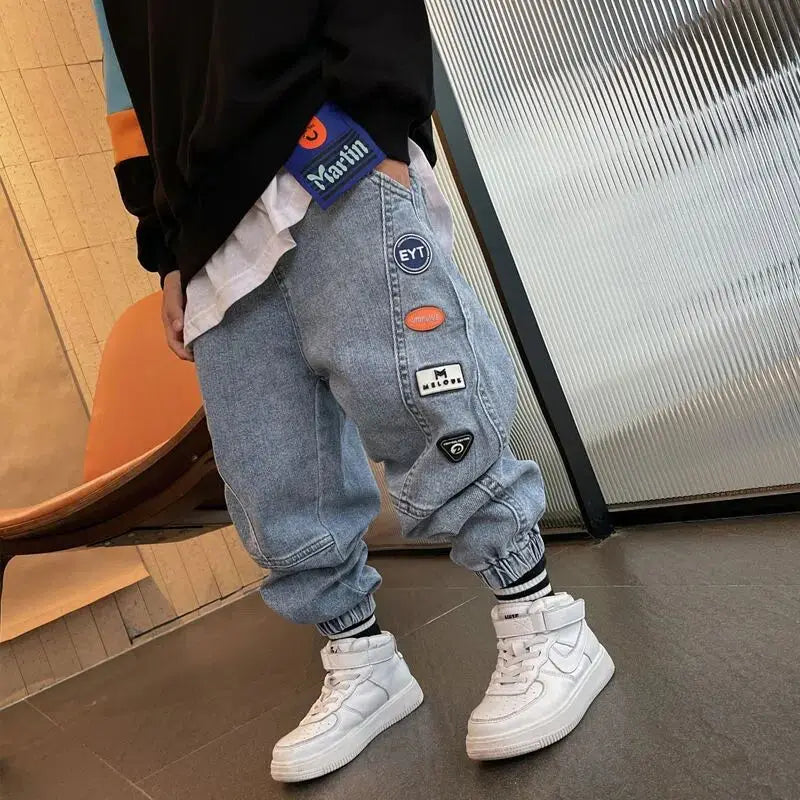 3 5 8 10 12Y Boys Jeans 2025 New Spring and Autumn Teenage Boys Korean Fashion Outwear Trousers Children's Leggings Casual Pants