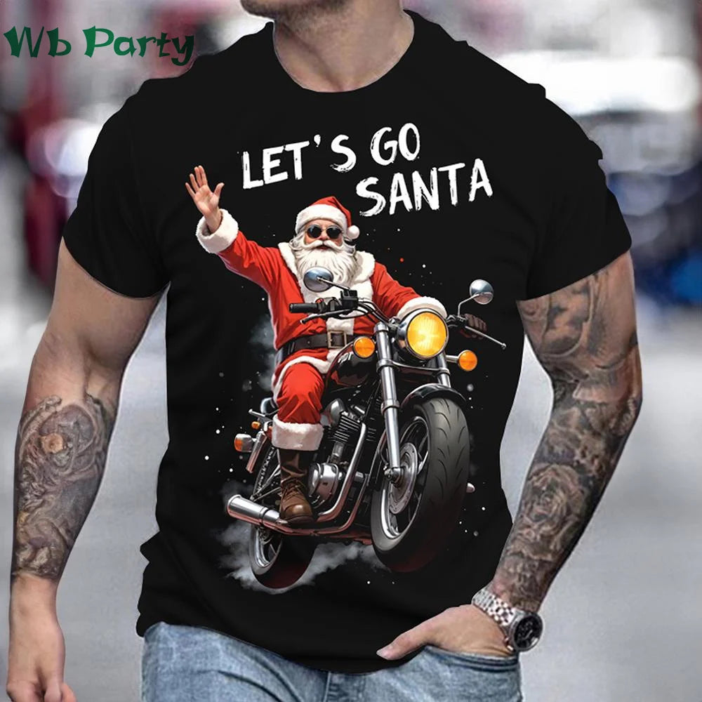 Funny Christmas T shirt Men Santa Claus Men's Clothing O-Neck Short Sleeve Tee Simple Men's T-shirt Fashion T-shirts for Men Top