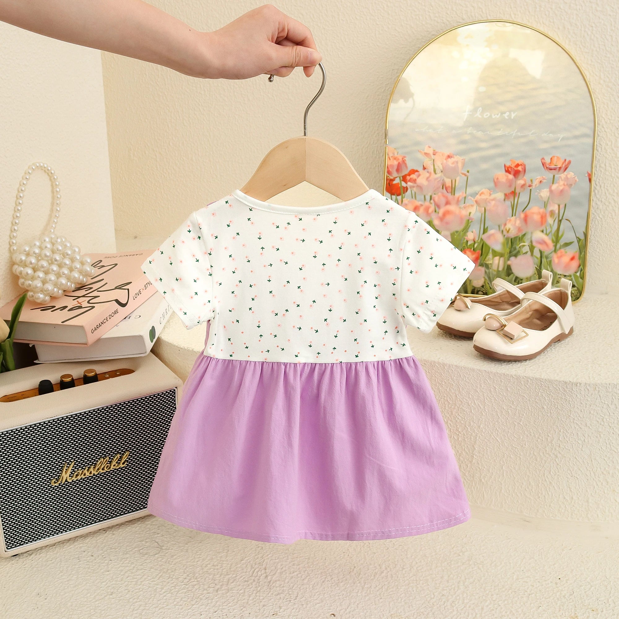 6-24 Months Summer New Baby Girl Dress, Sweet Floral Short Sleeved Children'S Clothing