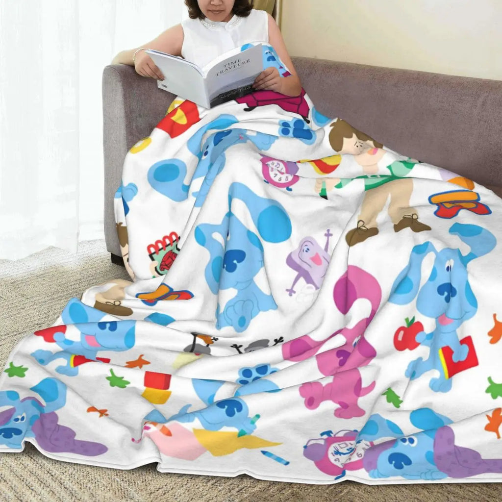 Blue's Clues Collage Blanket Warm Soft Novelty Plush Throw Blanket For Outdoor Camping Flannel Bedspread Bed Cover