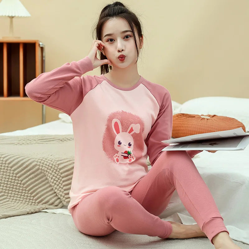 Teens Pijamas Long Sleeve Cotton Pyjamas Kids Clothes Sets Cartoon Big Boy Sleepwear Cute Pajamas For Girls 10 12 14 16 18 Years