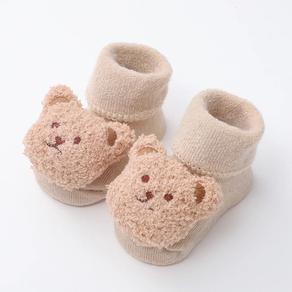 Cute Bear Baby Socks for Boys Girls Winter Soft Cotton Thicken Warm Socks Anti Slip Babies Accessories for Newborn Toddler Socks
