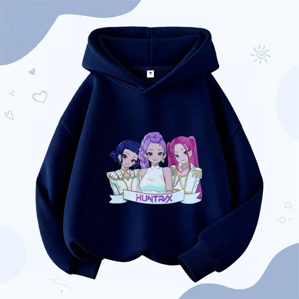 Cartoon Hooded Tops For Girls Child New Fashion Casual Clothing Lovely Simple Hoodies Long Sleeve Popular Spring Autumn Wear