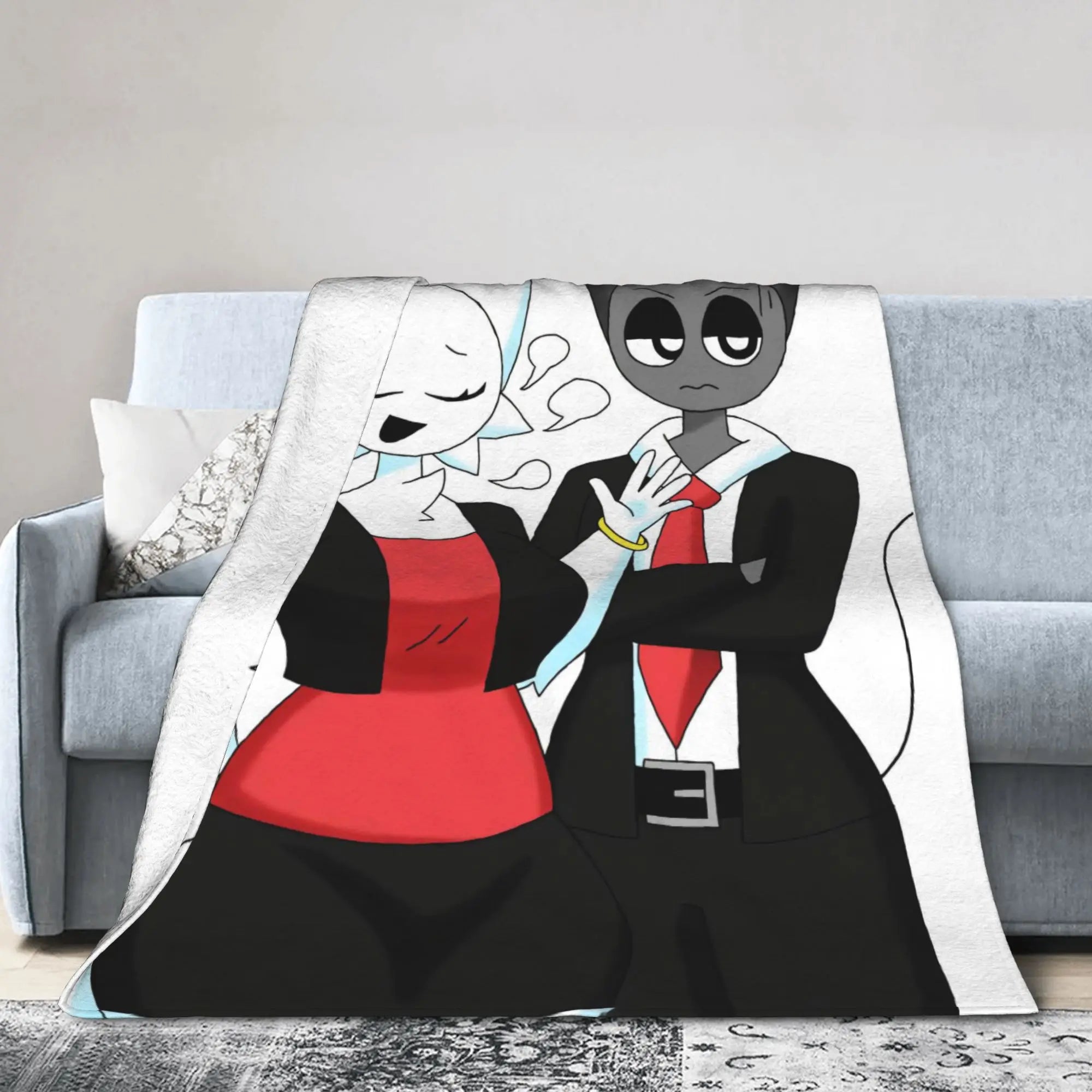 Warm Soft BlanketsChildren Travel Sprunki Gray & Wenda Throw Blanket  Flannel Bedspread For Bedroom Novelty Sofa Bed Cover