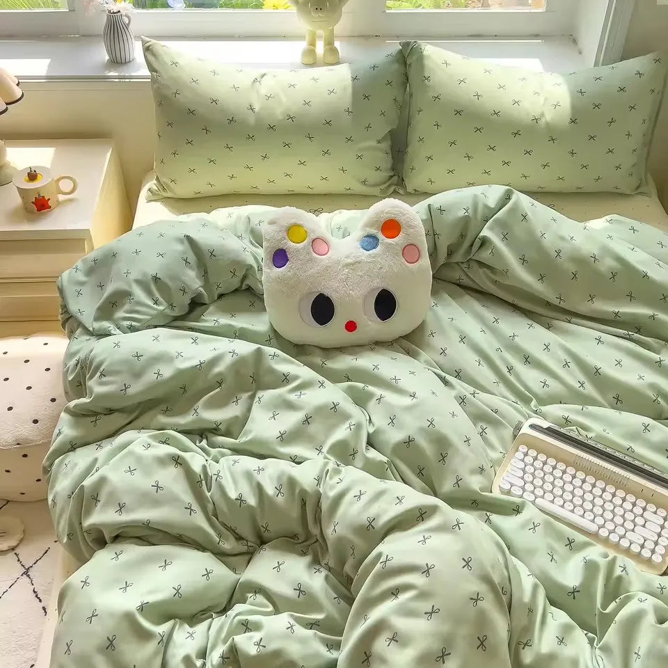 Bedding Set Simple Style Duvet Cover Pillowcase with Bedsheet Home Bedclothes Boys Girls Room Bed Sheet Sets 이불세트