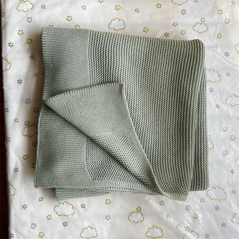 Newborn Baby Blanket Knit Children Bed Quilt Solid Color Soft Pure Cotton Infants Swaddle