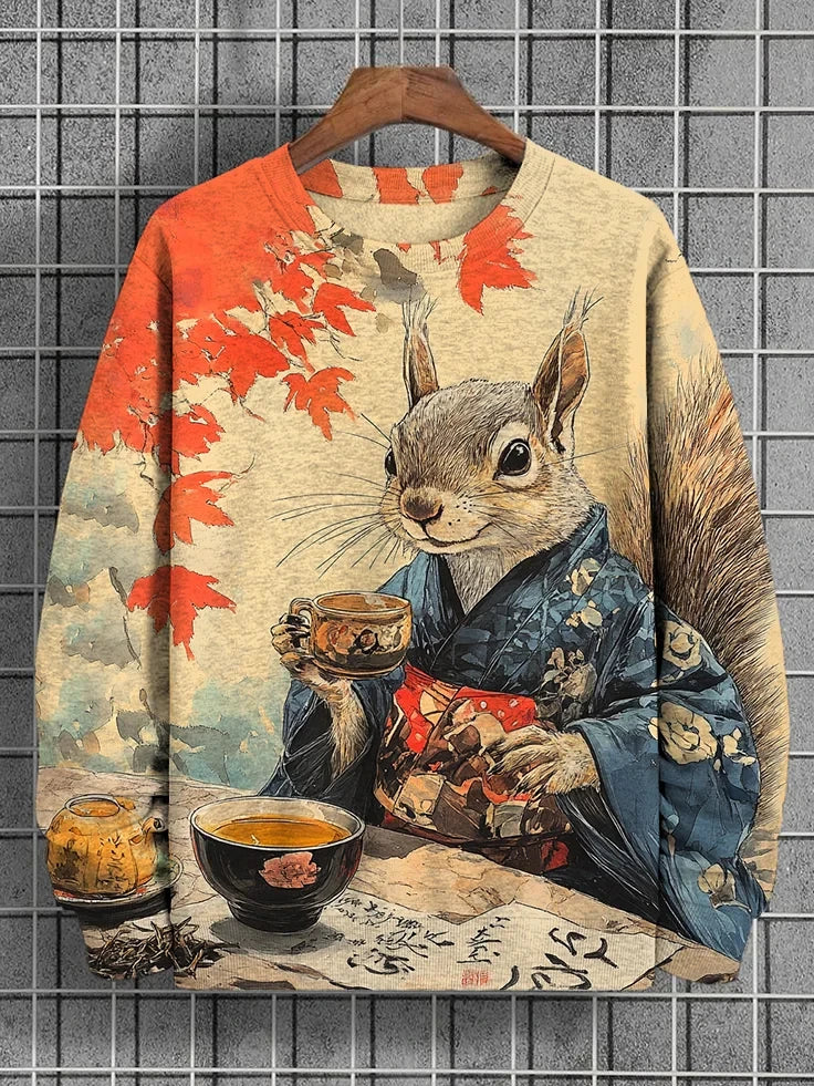 New Funny Animal Squirrel 3d Printing Frog Pattern Hoodie Japanese Art Style Street Casual Daily Tops Men Children Sweatshirts