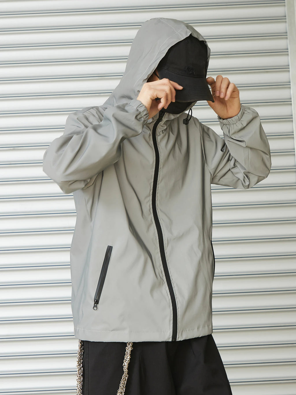 Night Reflective Clothes Spring New Men's Hooded Jacket Outdoor Run Casual Windproof Coat Couples Hip-hop Streetwear S-5XL