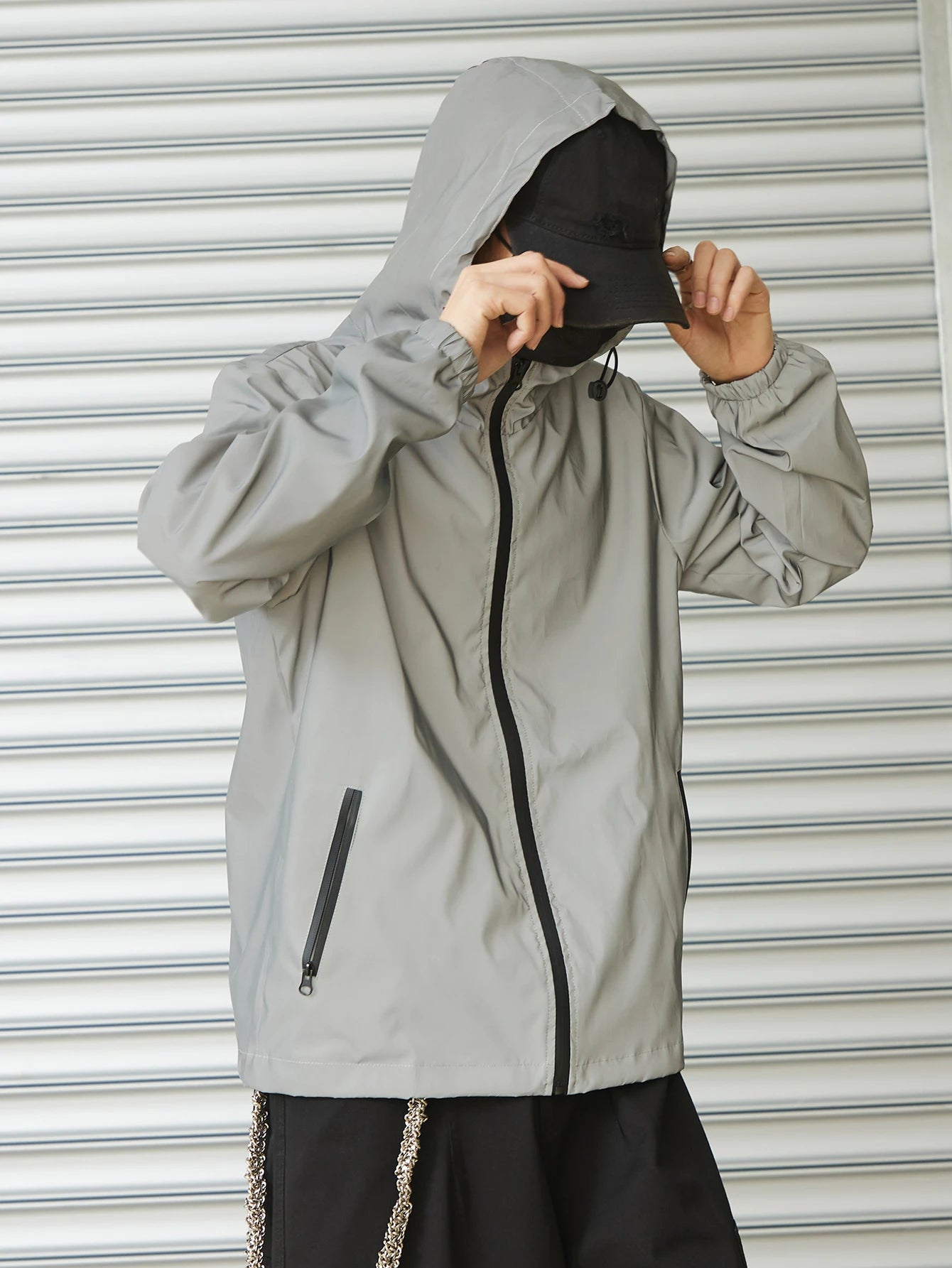 Night Reflective Clothes Spring New Men's Hooded Jacket Outdoor Run Casual Windproof Coat Couples Hip-hop Streetwear S-5XL