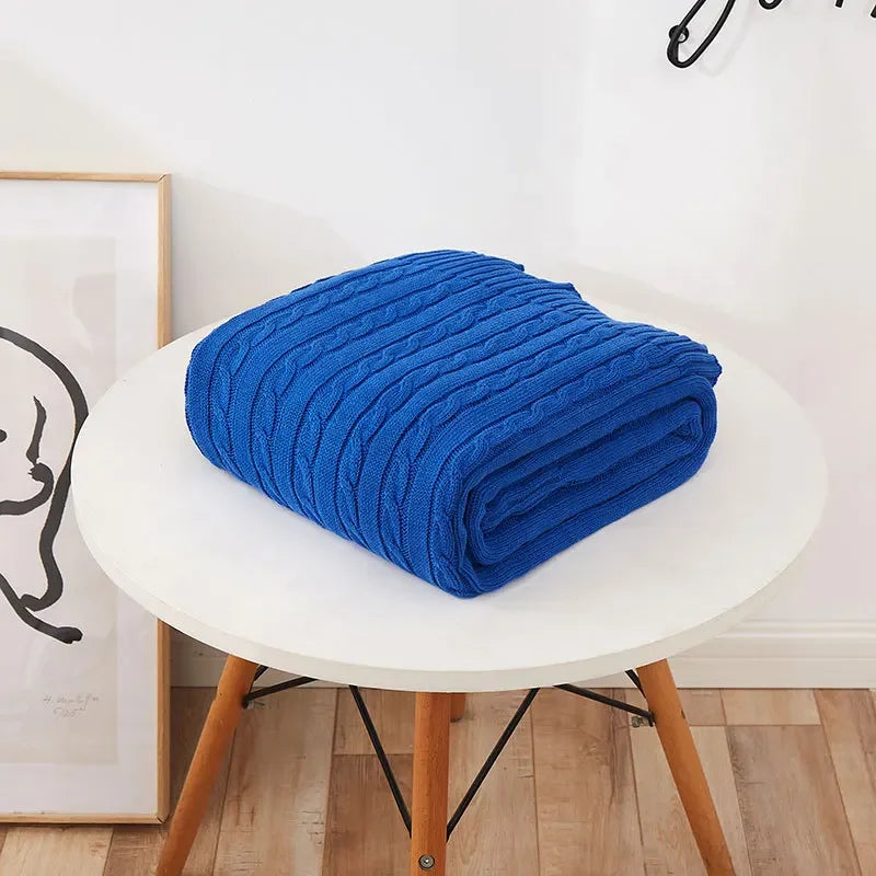100% Cotton Knitted Blanket Solid Color Sofa Blanket Cover Nordic Home Decor Throw Blanket For Bed Portable Breathable Shawl