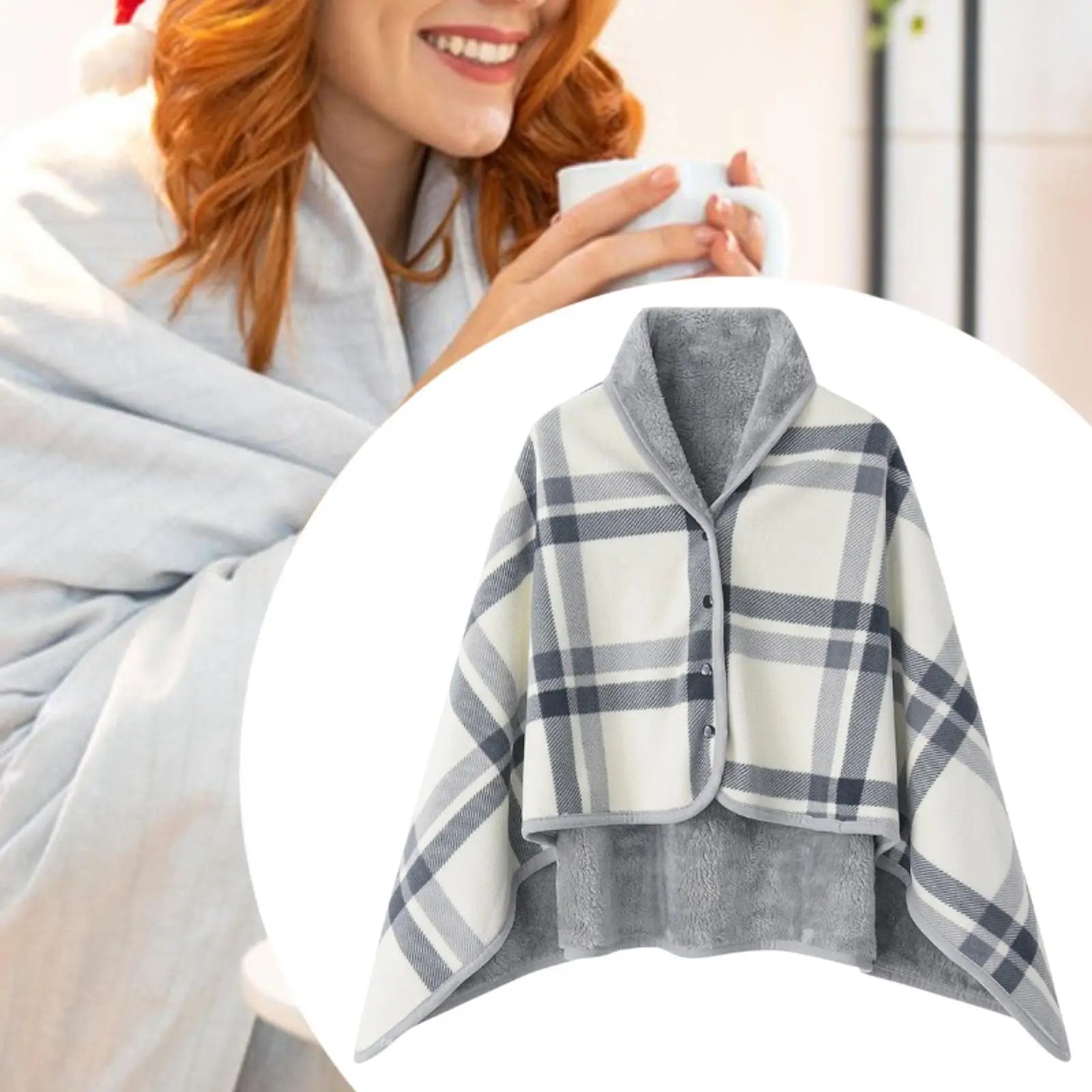Wearable Blankets Shawl Blanket Flannel Lazy Casual Office Blanket, Poncho Blanket Sleeveless Lap Blanket for Bed Home Intdoor