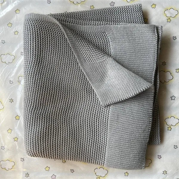 Newborn Baby Blanket Knit Children Bed Quilt Solid Color Soft Pure Cotton Infants Swaddle