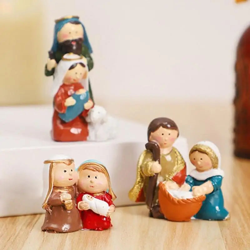 Handcraft Resin Nativity Scene Figurine Holy Family Statue Perfect For Christmas Home Decors And Religious Celebration