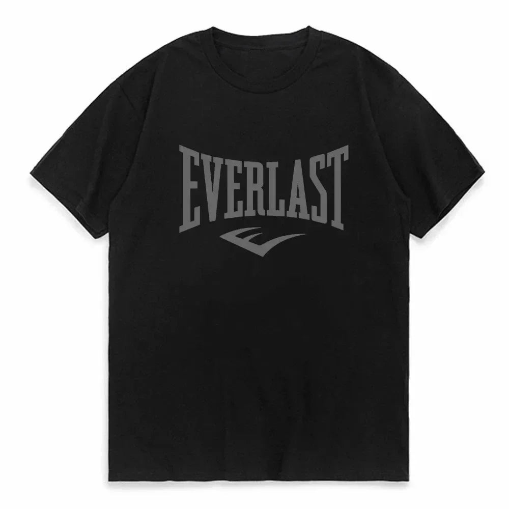 Summer Cotton T-shirt O-collar EVERLAST Boxing Print Summer Harajuku Streetwear Trendy Men's T-shirt Top