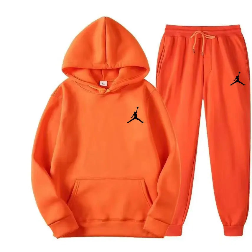 A brand-new outdoor basketball men's hoodie and long pants set for fashionable and casual men