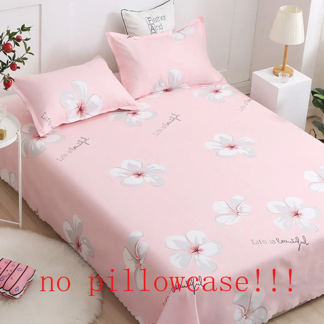 Flat Sheets Printed Washed Household Comfortable Students Queen King Size Bed Cover Breathable Single Double Bedspread Trendy