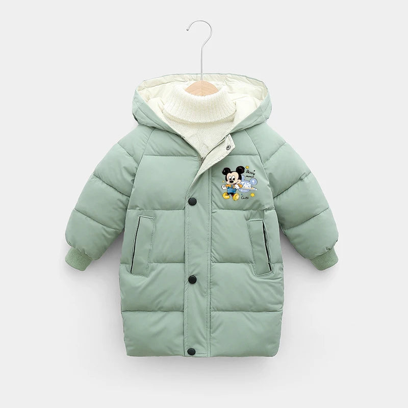 Winter Teen Boys Jacket -10℃ Thick Hooded Parka Warm down Cotton Snowsuit for 2-10Y Kids Fashionable Snow Gear