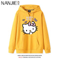 Casual Fashion Versatile Hoodie Girls' Campus Outfit TopsCartoon Print Cute Kitty Loose Hooded Girl's Friend Dress Couple Dress