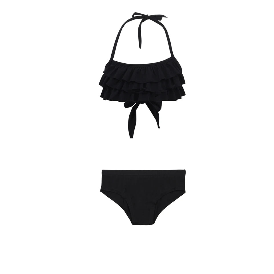 2Pcs/Set Fashion Girls Sling Bikini Summer Holiday Kids Swimsuit Children's Beach Vacation Beachwear Ruffle Style Split Swimwear