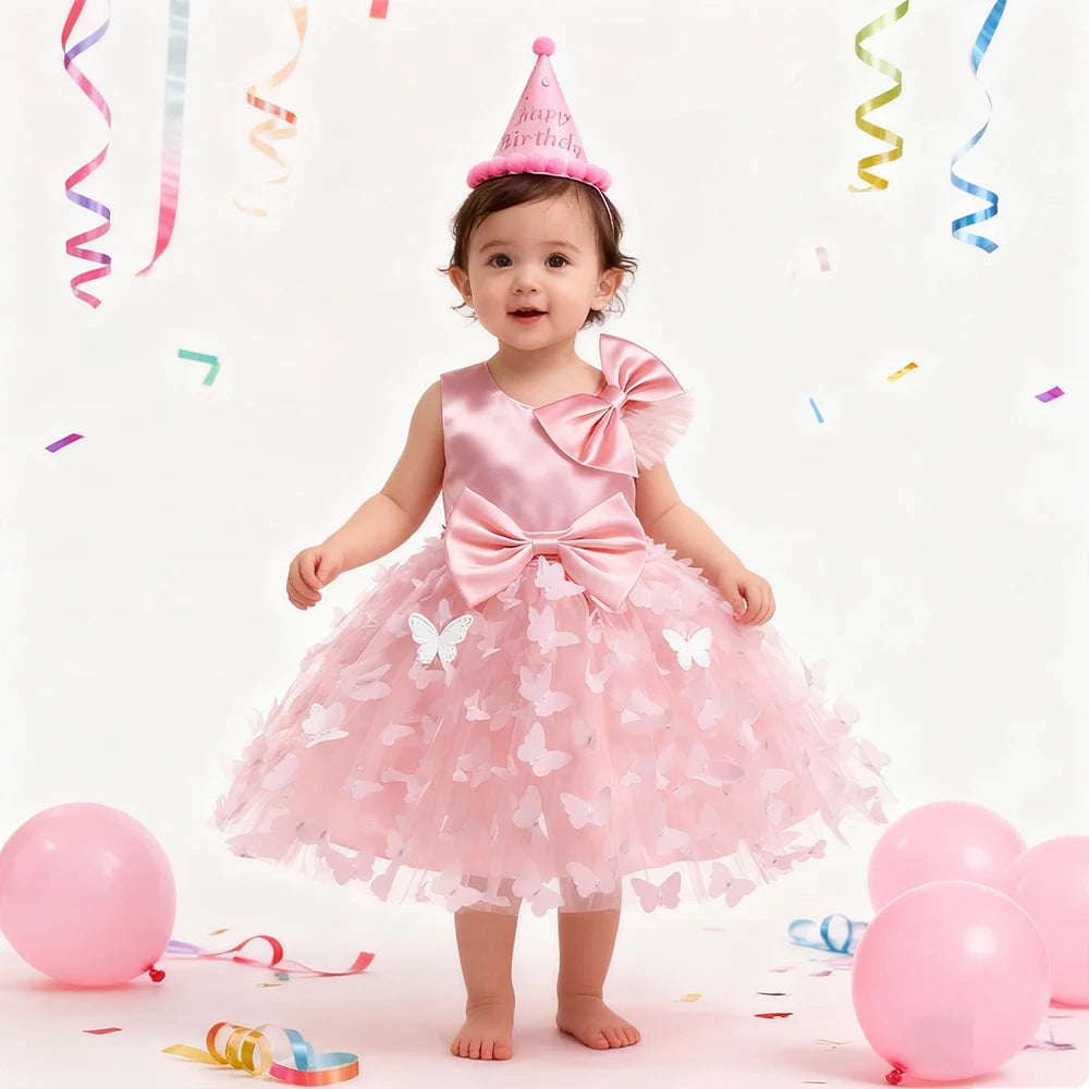 Baby Girl Clothes For Baptismal 1st Birthday Dress Girls Party Dresses Butterfly Wedding Princess Dress Kids Christmas Costume
