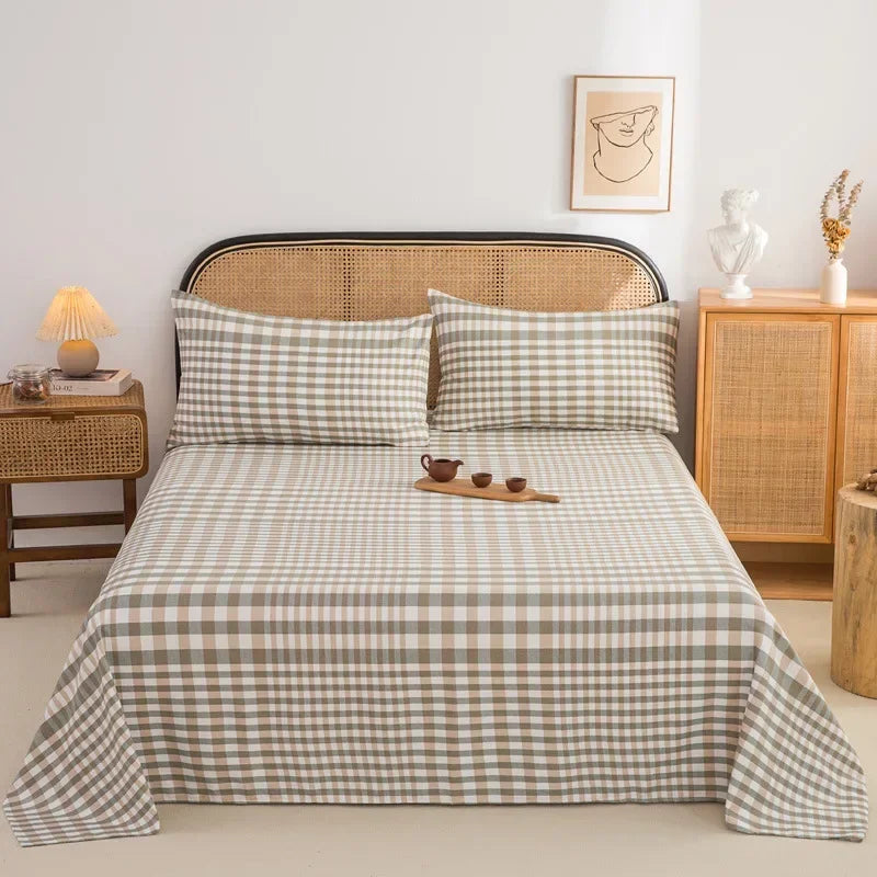 Soft 100% Cotton Coarse Cloth Bed Sheet Thick Sleep Naked Single Double Bedsheet Comfortable Durable Breathable Bed Sheets Queen