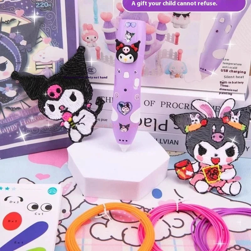 Sanrio  Melody Culomi 3d Three-Dimensional Printing Pen Low-Temperature Brush Toy Peripheral Multi-Functional Painting Pen Gifts
