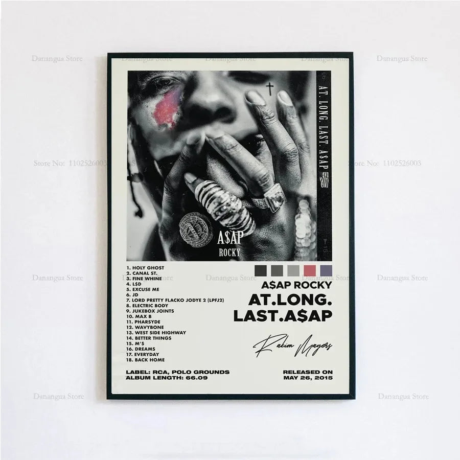 New ASAP Rocky Testing Live Love D.M.B.Tracklist Music Album Cover Poster Prints Wall Art Painting Picture Photo Room Home Decor