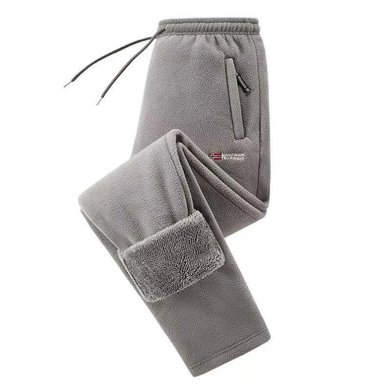 Men Fleece Thickening Casual Pants Winte Windproof Keep Warm Comfort Solid Straight Pants New Fashion Versatile Sweat Pants Men