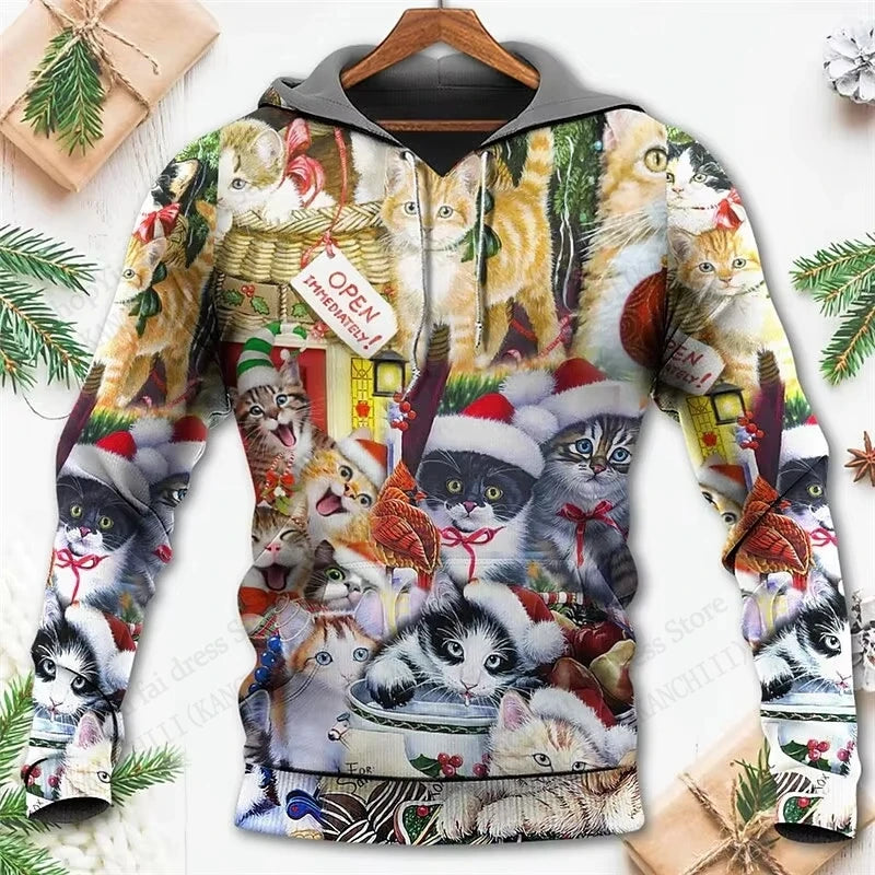 Mens Christmas Hoodie Santa Claus 3d Print Hoodie Men Women Fashion Hoodie Sweatshirt Snowman Tracksuit Men clothing Winter Fall