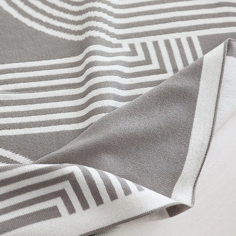 Soft Khaki Knitted Blanket Gray Bedspread Modern Geometric Decorative For Sofa Throw Warm Living Room Bedding Home Decorations