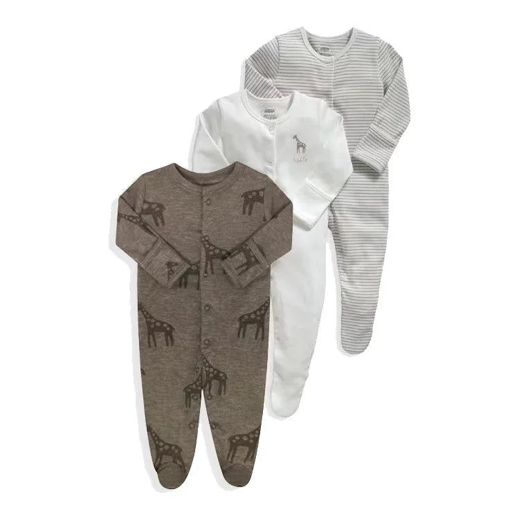 3 Pcs/Lot Autumn Winter Long Sleeve Casual Sweet Baby Girl Romper 100%Cotton Soft Newborn Jumpsuits Clothes