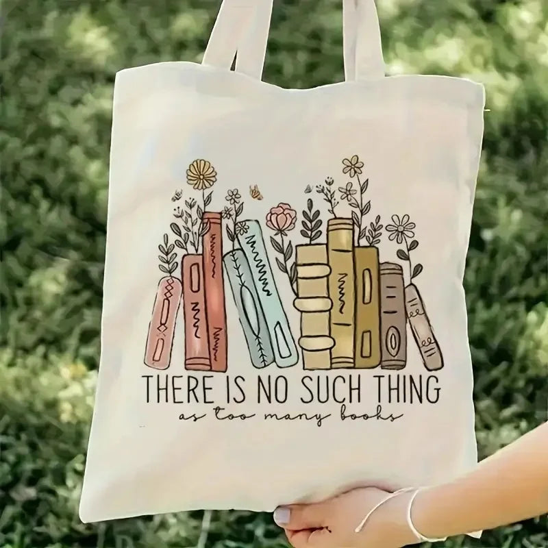 "I'm with The Banned" Funny Canvas Tote Bag Women Wildflower and Books Shopping Bag Vintage Teacher Reusable Female Shoulder Bag