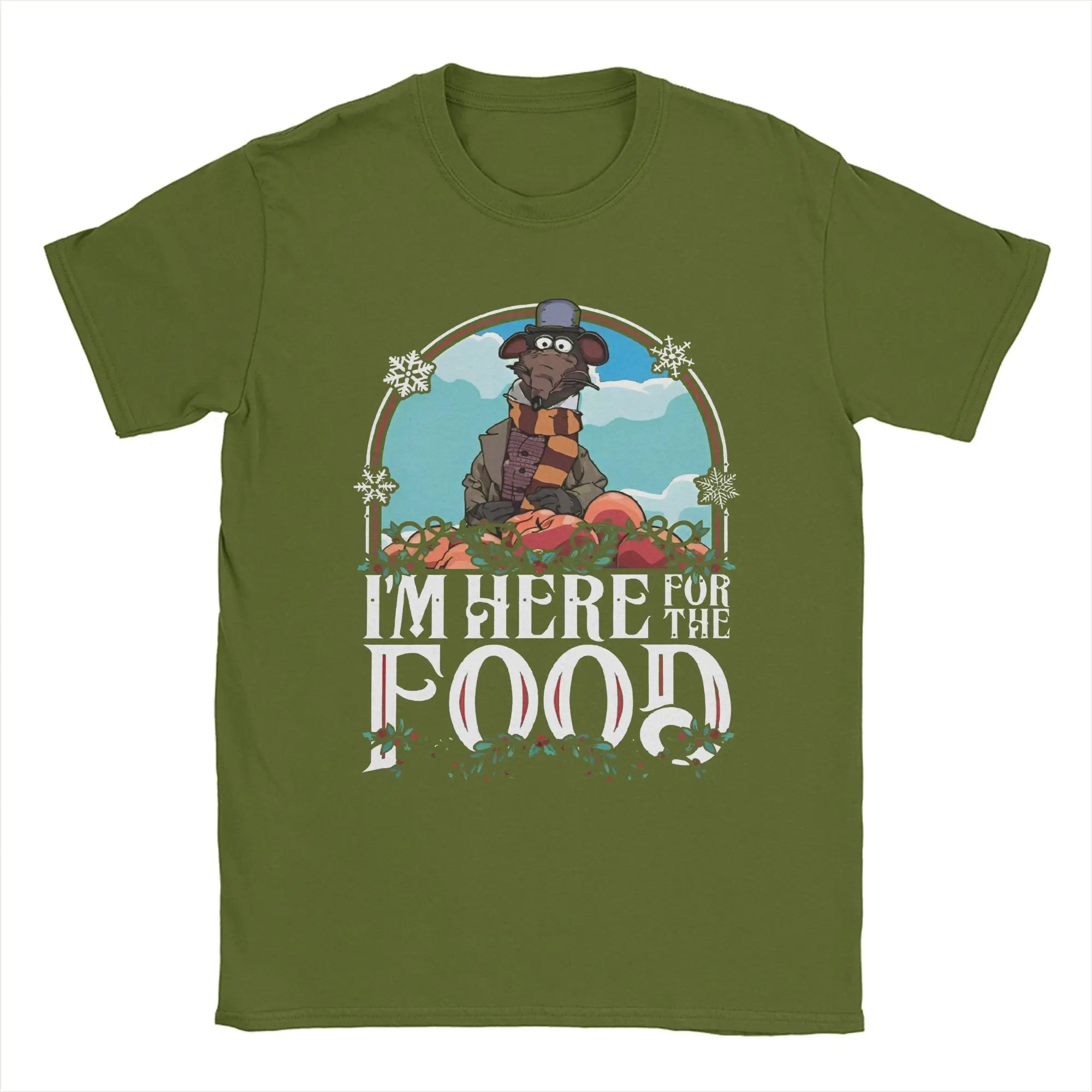 Men's The Muppet Christmas Carol Here For The Food T Shirt Cartoon 100% Cotton Clothing Cool Short Sleeve Tees Gift T-Shirts