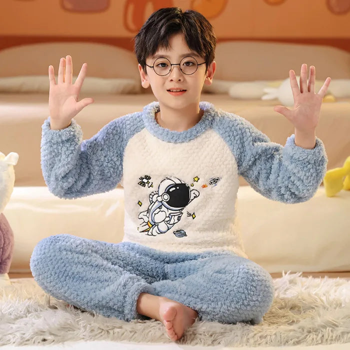 Kids Pajamas for Boys 3 4 5 6 7 8 9 10 11 12 14 16 Years Flannel Sleepwear Set Dinosaur Pyjamas Anmal Children Pijamas Clothing