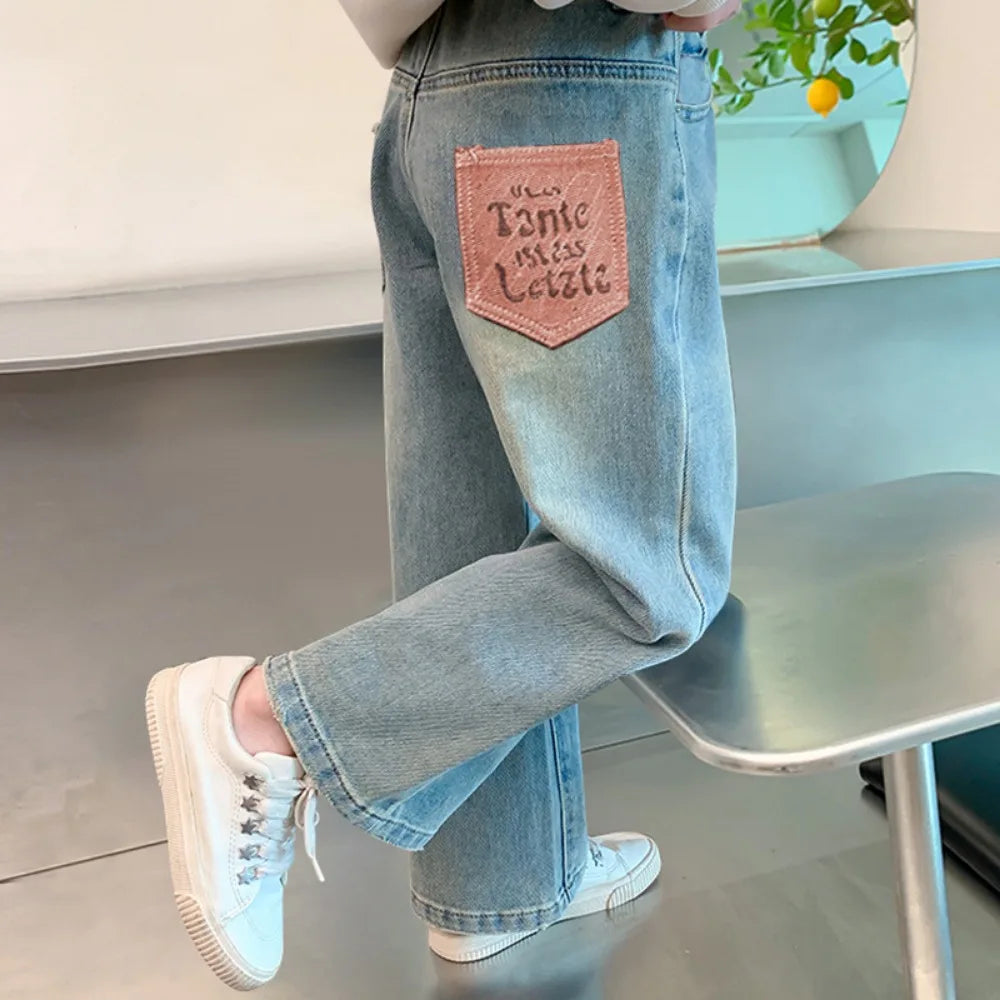 Sweatpants Teenage Jeans Autumn Fashion Casual Streetwear Spring Fairy Children's Clothing Girls Pants Kids Clothes Wide Leg