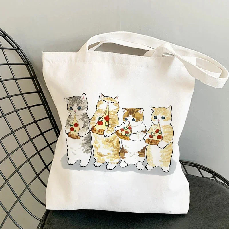 Tote Bag Shoulder Bags for Girls Fashion Canvas Bags Handbags Casual Girl Shopper Bag Kawaii Cats Cute Animal Bags Shopping Bag
