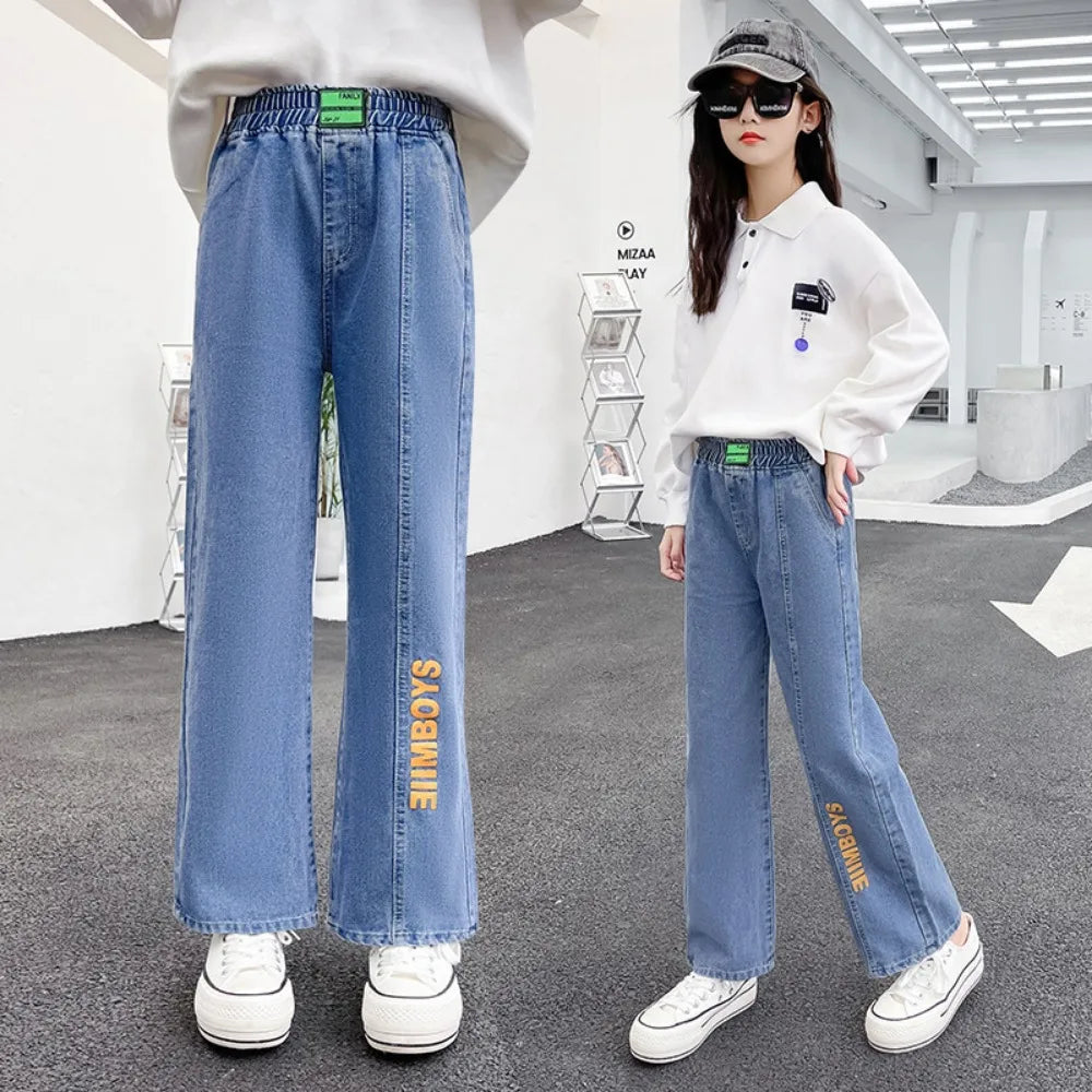Sweatpants Teenage Jeans Autumn Fashion Casual Streetwear Spring Fairy Children's Clothing Girls Pants Kids Clothes Wide Leg