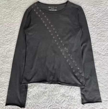 Korean Version Of Grey Long-sleeved Sweater Embroidered Pullover Gothic Retro Casual Fashion New Men's Square Knitting Clothing