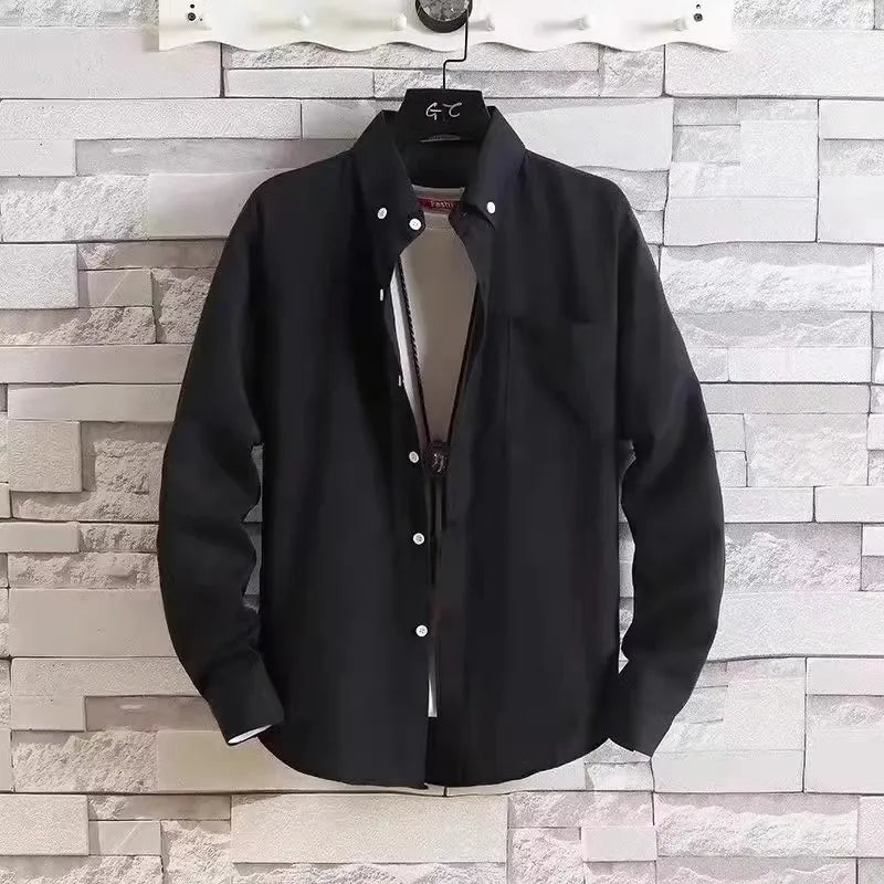 Retro Japanese Sle Casual Ox Cloth irt Men's Summer Thin Long Sve Workwear Sun Protection Outerwear Loose Fit