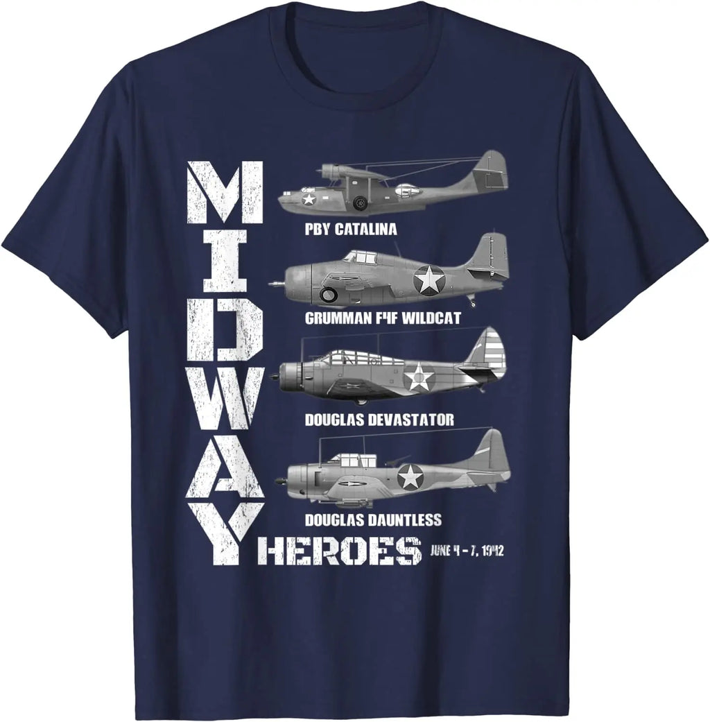 The Battle of Midway Plane Spotting American WW2 Planes Men T-Shirt Short Sleeve Casual 100% Cotton O-Neck Summer Shirts