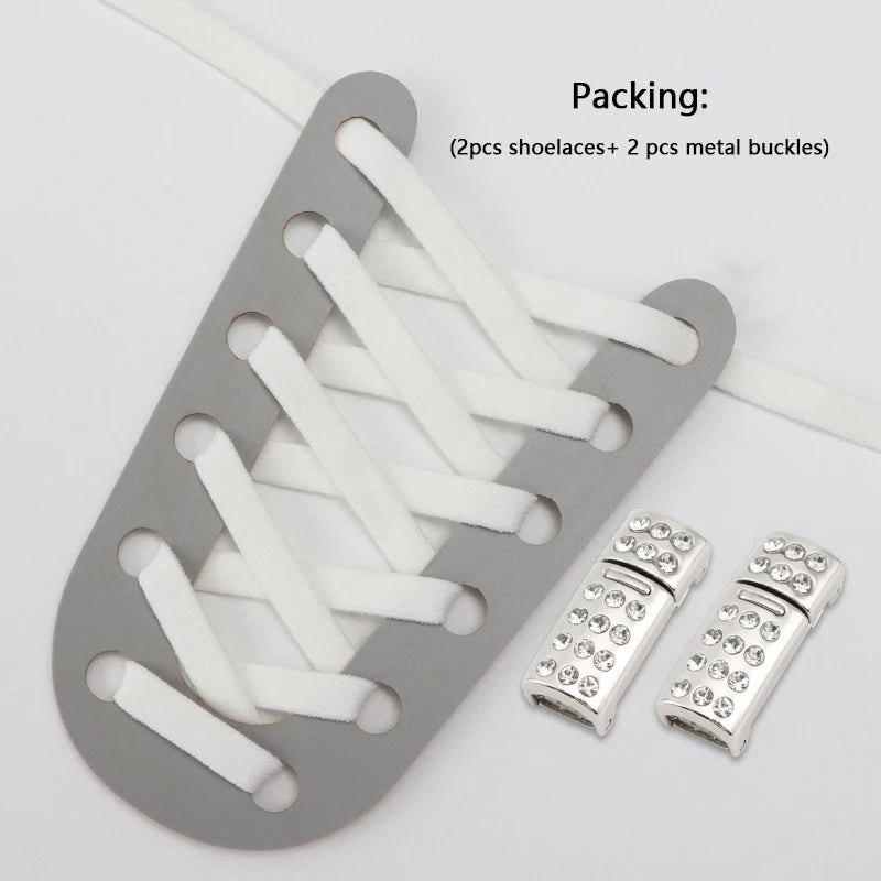 Magnetic Shoe Laces Without Ties Elastic Shoelaces For Sneakers  Diamond Metal Lock Convenient Lazy Shoes Lace Unisex 1Pair