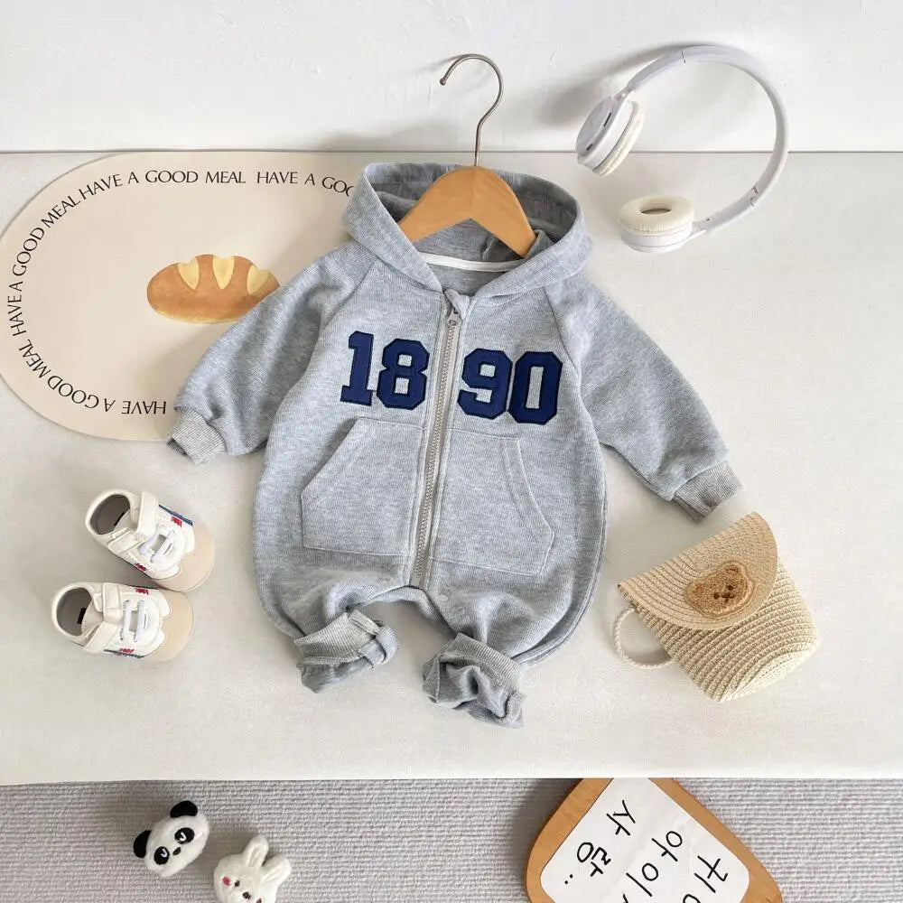 2025 Winter Baby Romper Boys Thick Fur Lined Jumpsuit Warm Fleece Lining Toddler Outfit Infant Boys Clothes 12-24M