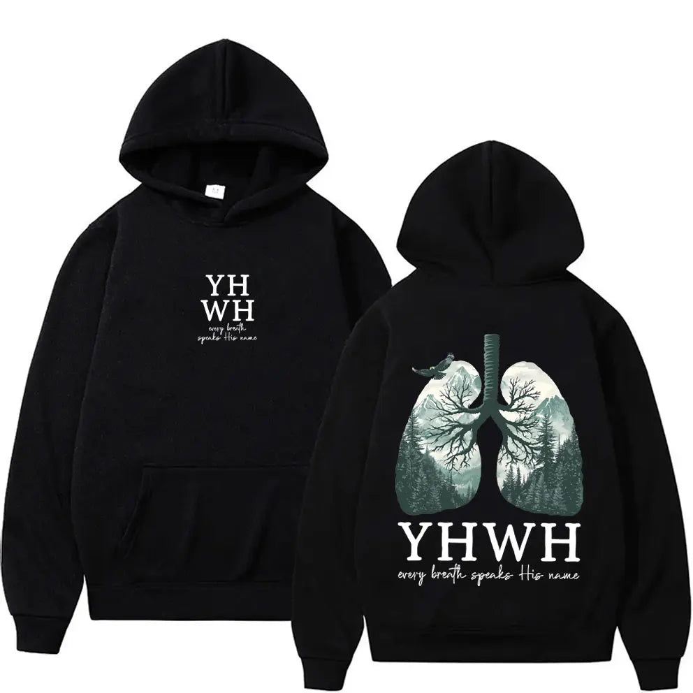 YHWH Lungs Christian Hoodie Every Breath Speak His Name Pullover Men Women Casual Fleece Cotton Hoodies Male Fashion Streetwear