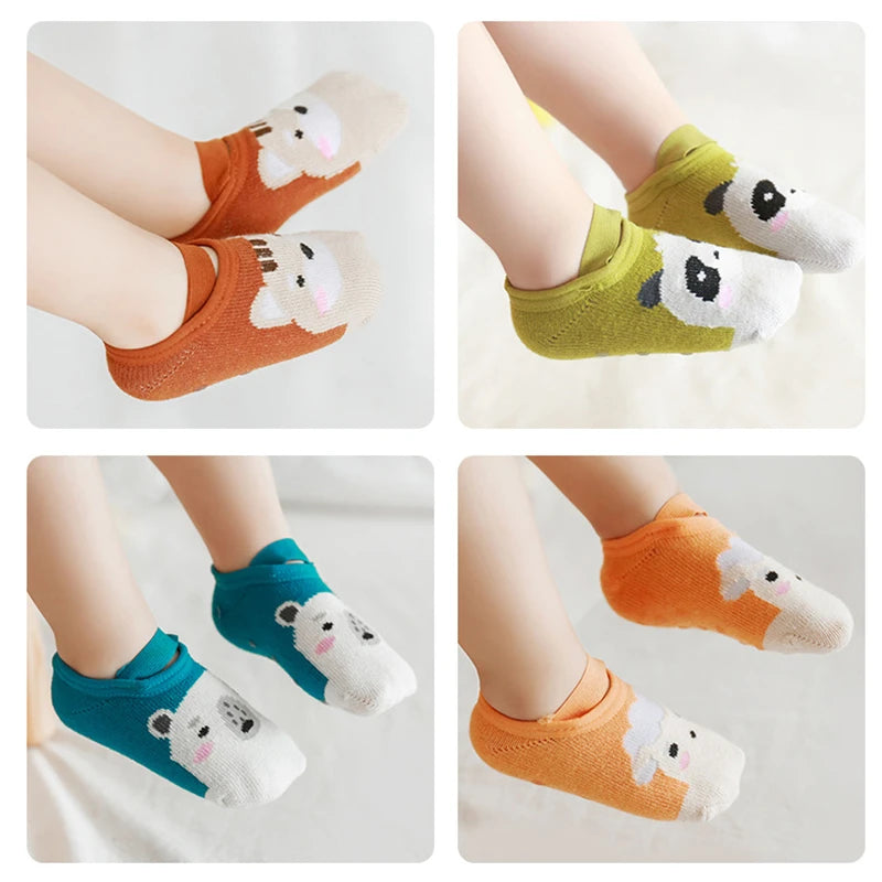 Kids Cotton Socks Cute Cartoon Animal Pattern Comfy Breathable Baby Non-slip Floor Socks